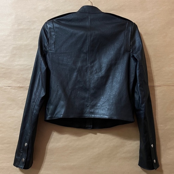 Theory | Bavewick Lamb Leather Stretch Crop Moto Jacket Black Size XS (Size P) - Picture 11 of 15